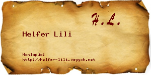 Helfer Lili névjegykártya